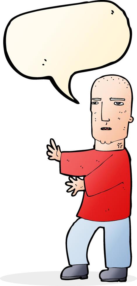 cartoon tough man  with speech bubble vector