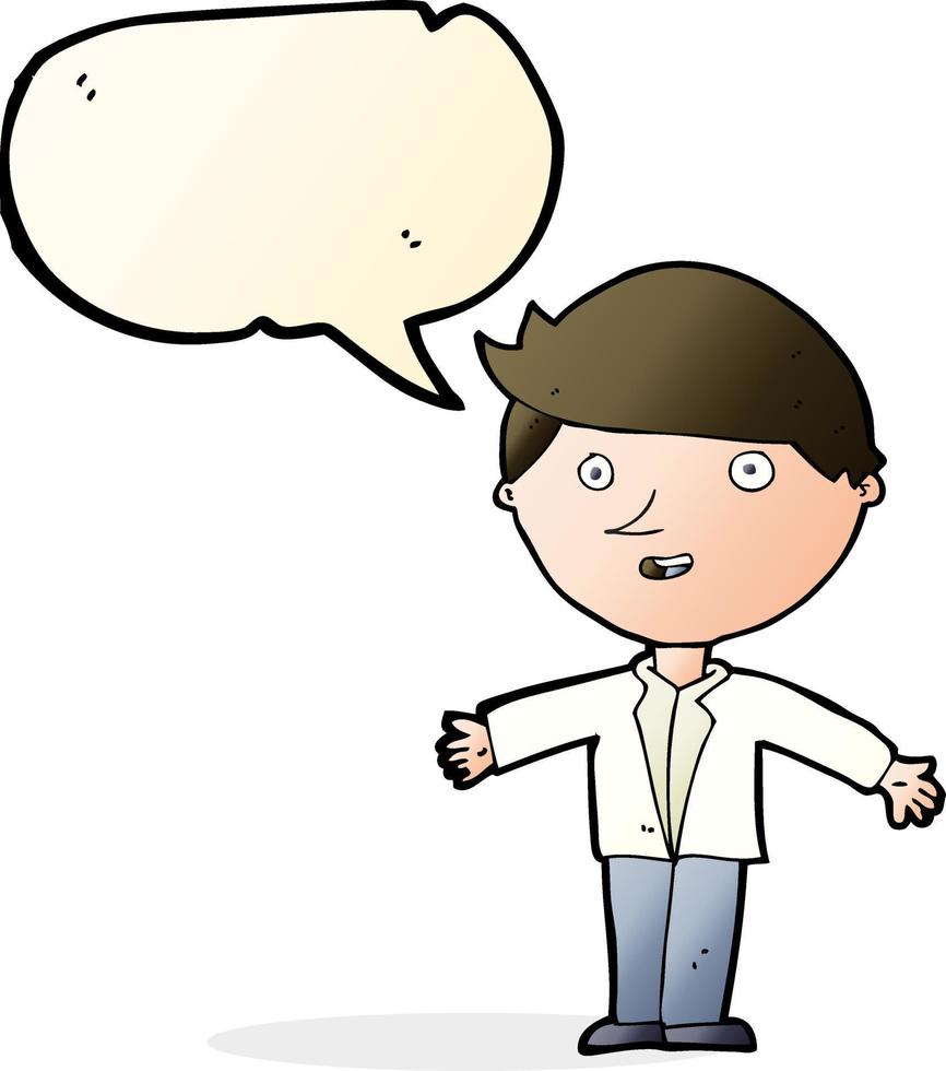 cartoon man in casual jacket with speech bubble vector