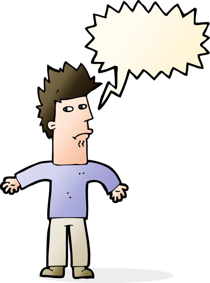 cartoon confused man with speech bubble vector