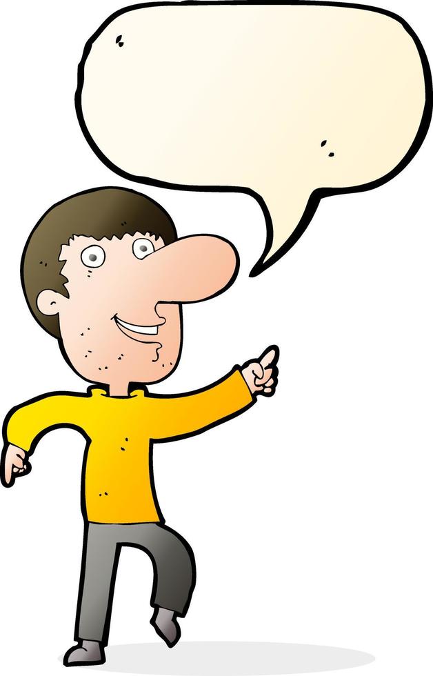 cartoon happy man dancing with speech bubble vector