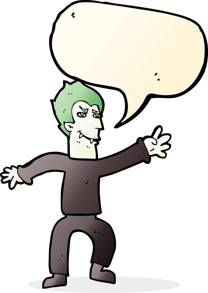 cartoon vampire man with speech bubble vector