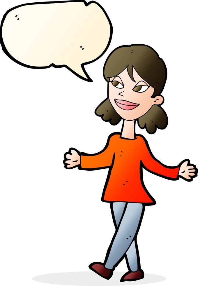 cartoon woman with no worries with speech bubble vector