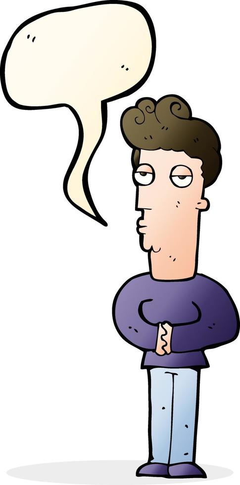 cartoon jaded man with speech bubble vector