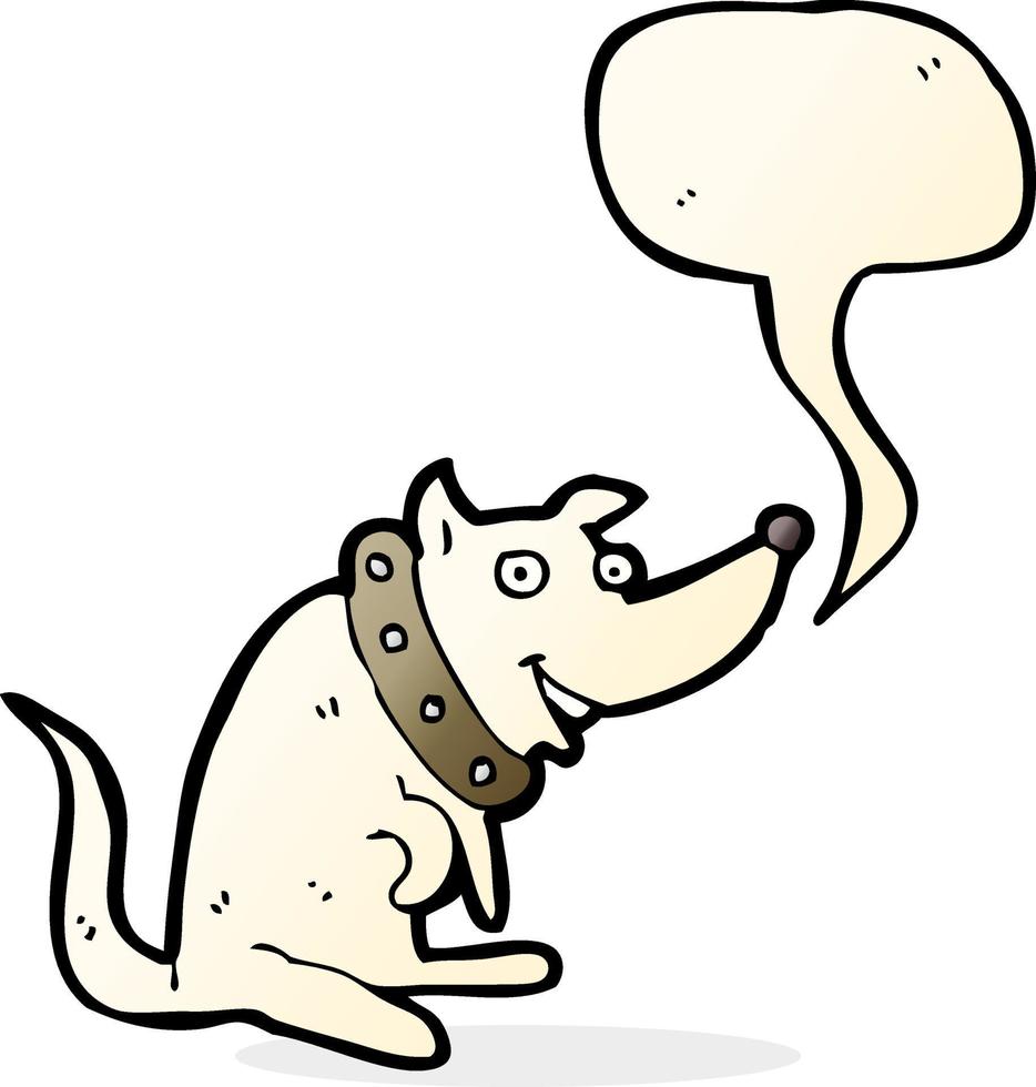 cartoon happy dog in big collar with speech bubble vector
