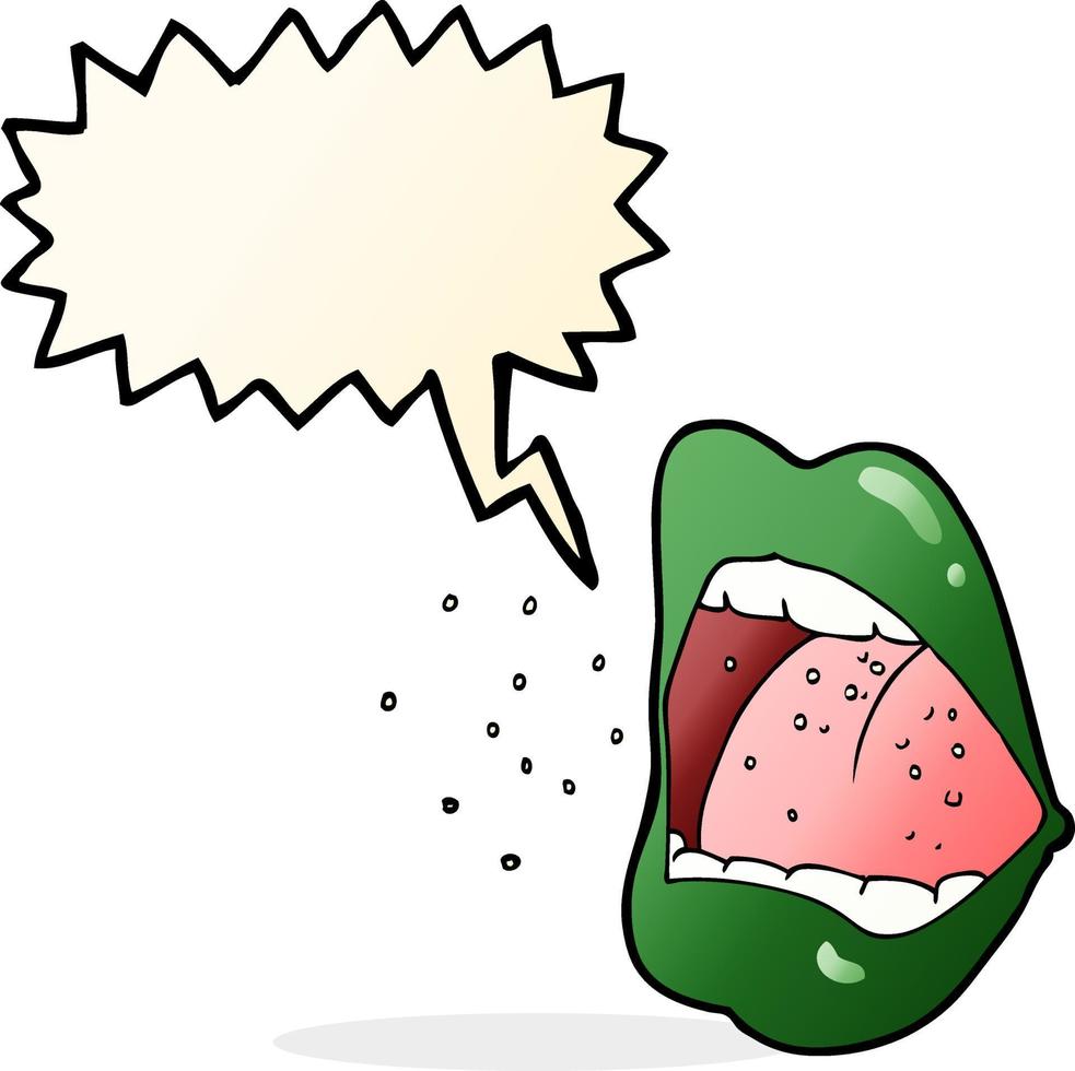 cartoon sneezing mouth with speech bubble vector