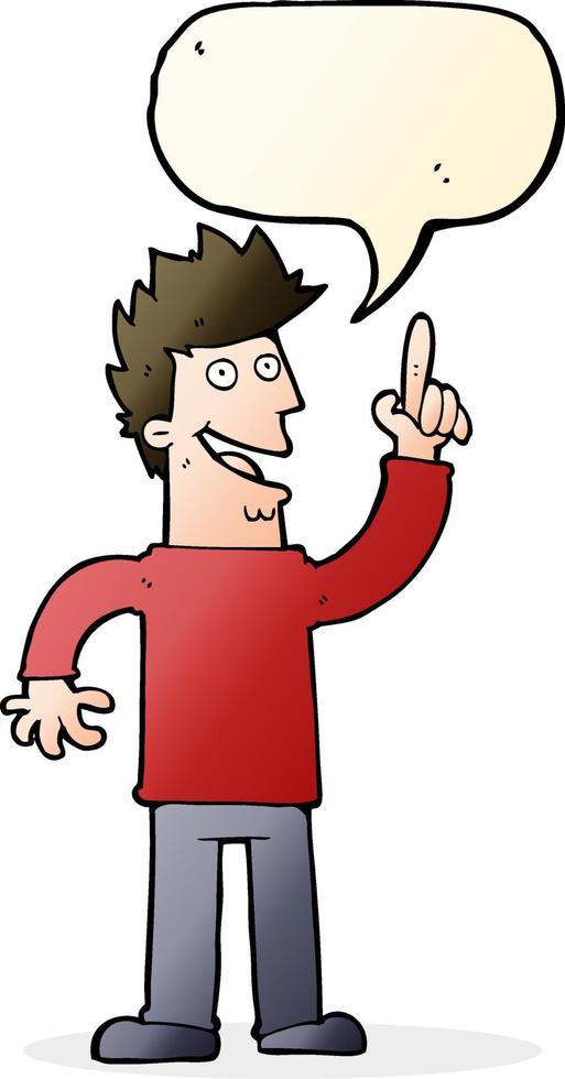 cartoon man with great new idea with speech bubble vector