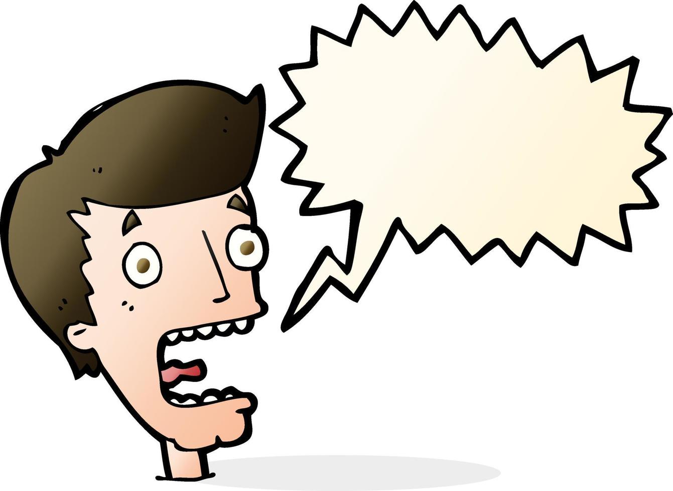 cartoon terrified man with speech bubble vector