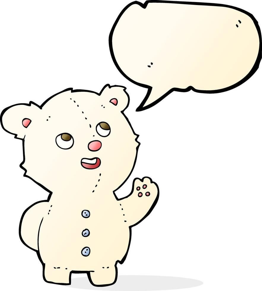 cartoon cute polar bear cub with speech bubble vector