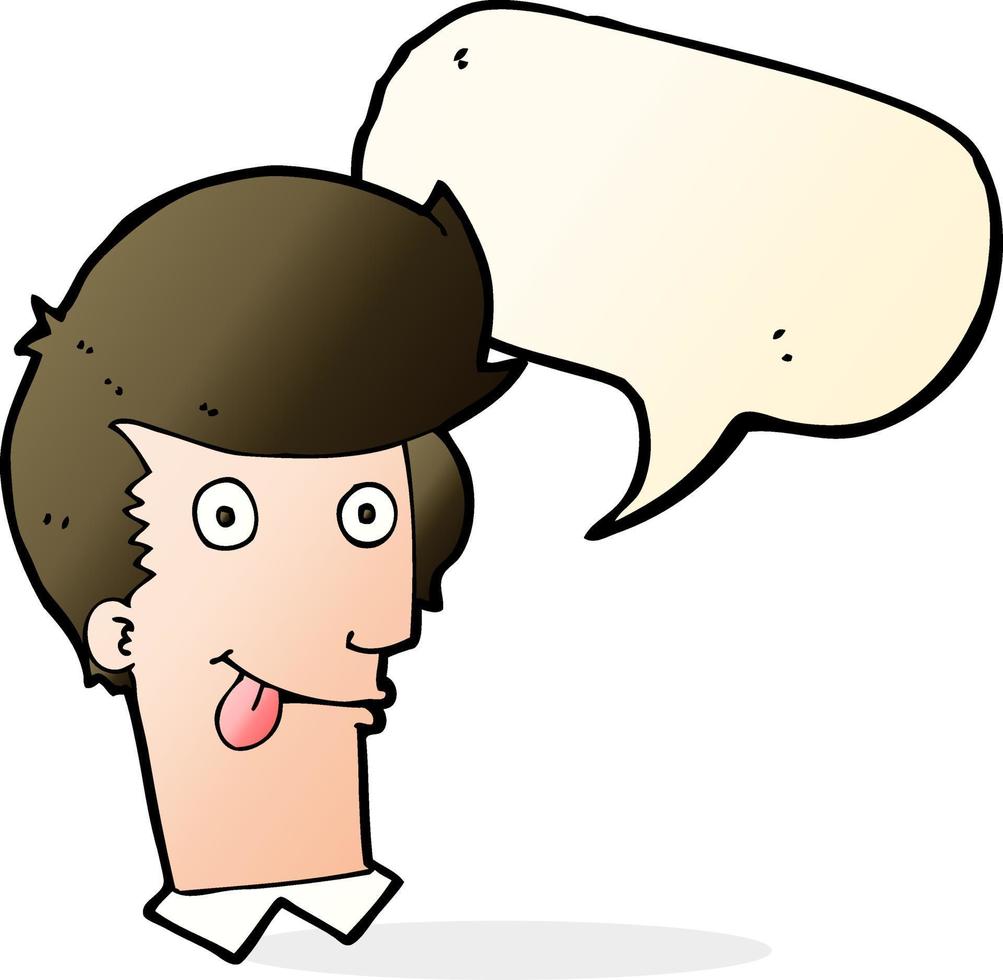 cartoon man with tongue hanging out with speech bubble vector