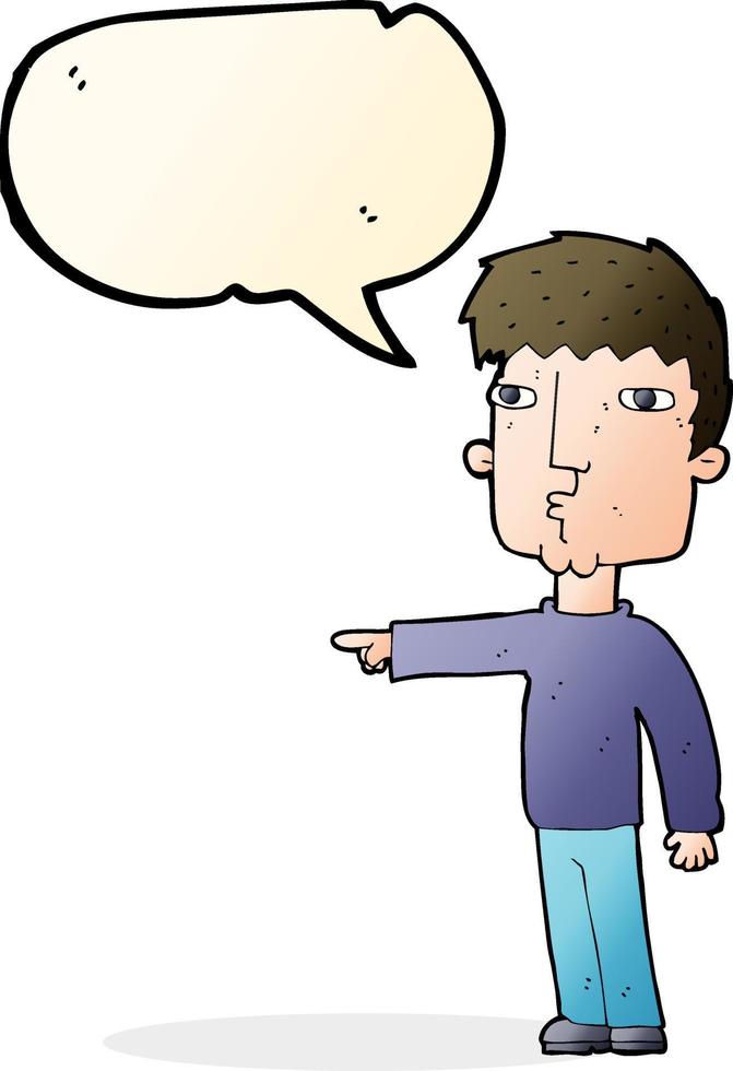cartoon pointing man with speech bubble vector