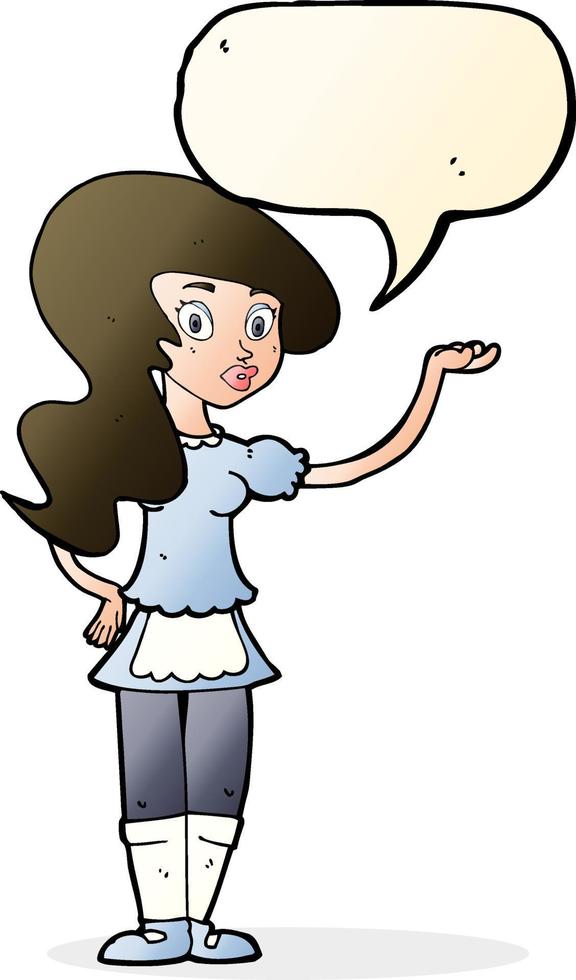 cartoon waitress with speech bubble vector