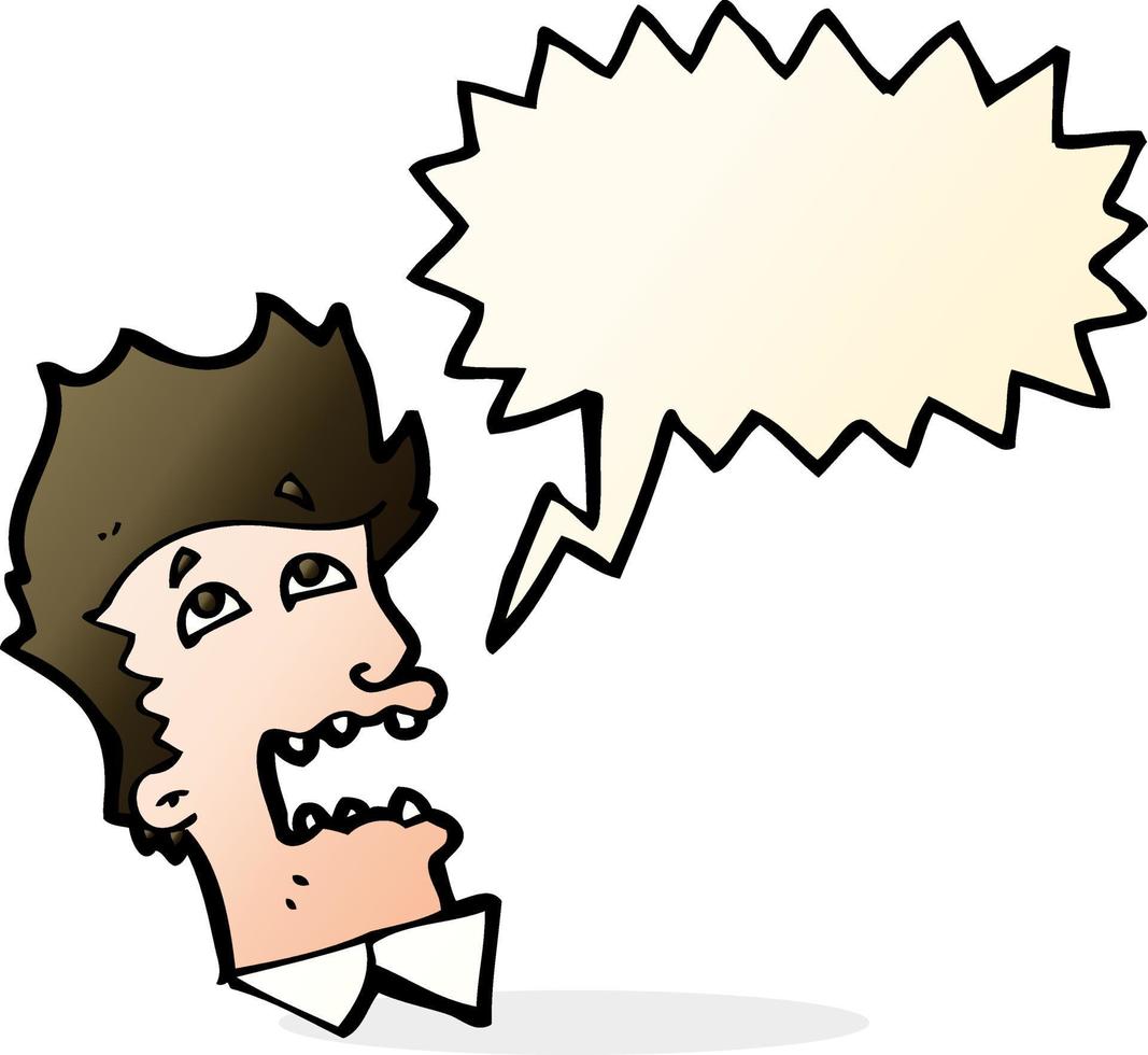 cartoon frightened man with speech bubble vector