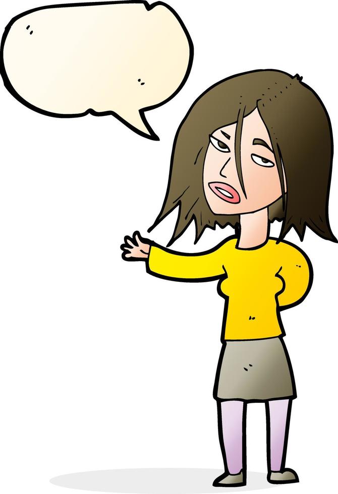 cartoon unhappy woman with speech bubble vector