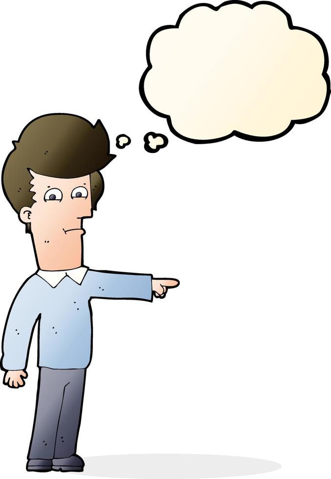 cartoon man pointing with thought bubble vector