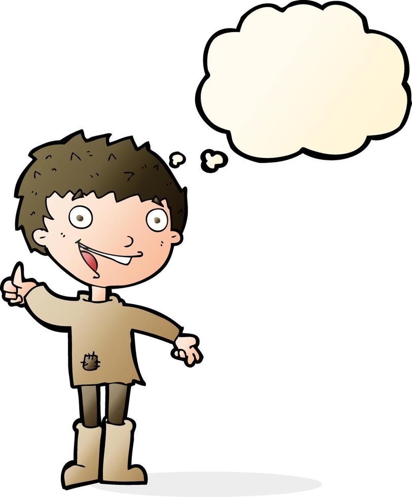 cartoon excited boy with thought bubble vector