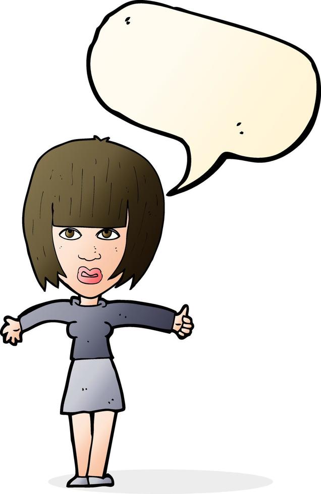 cartoon annoyed woman  with speech bubble vector