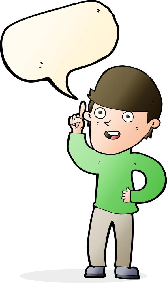 cartoon boy with idea with speech bubble vector