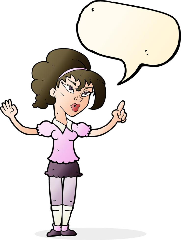 cartoon woman with idea with speech bubble vector