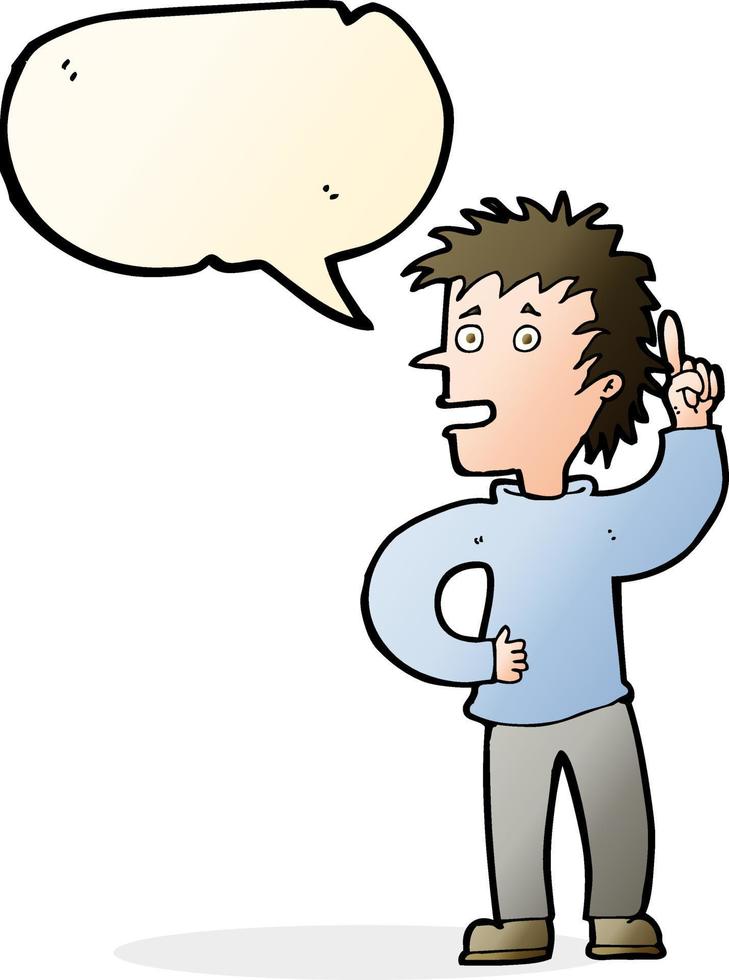 cartoon boy with idea with speech bubble vector