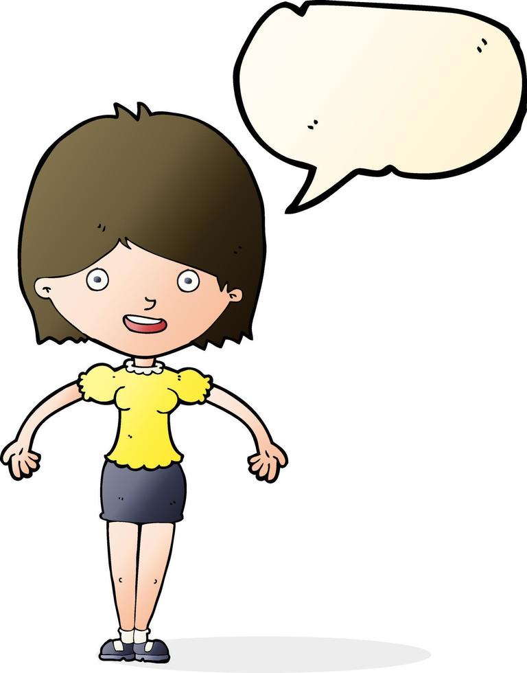 cartoon happy woman with speech bubble vector