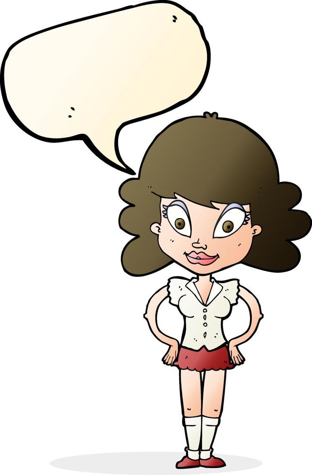 cartoon pretty woman with speech bubble vector