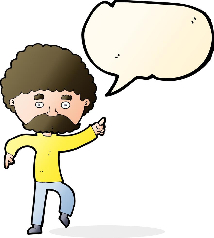 cartoon seventies style man disco dancing with speech bubble vector