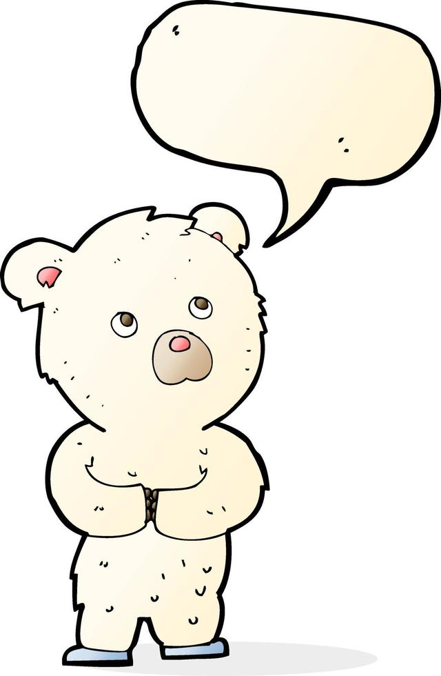 cartoon polar bear cub with speech bubble vector