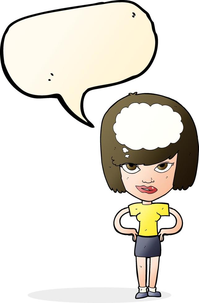 cartoon woman thinking with speech bubble vector