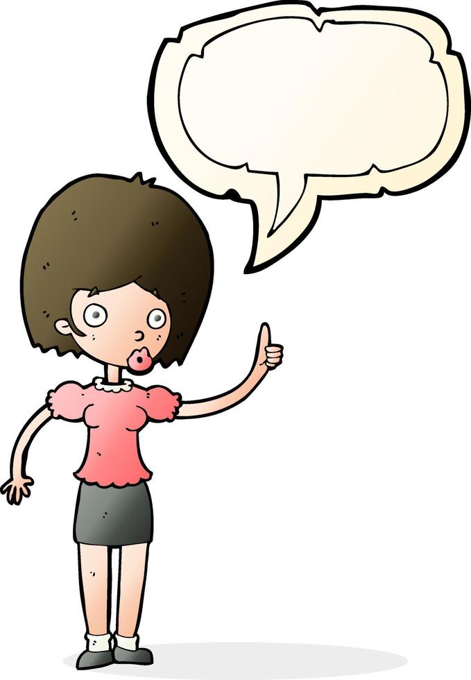 cartoon woman with idea with speech bubble vector