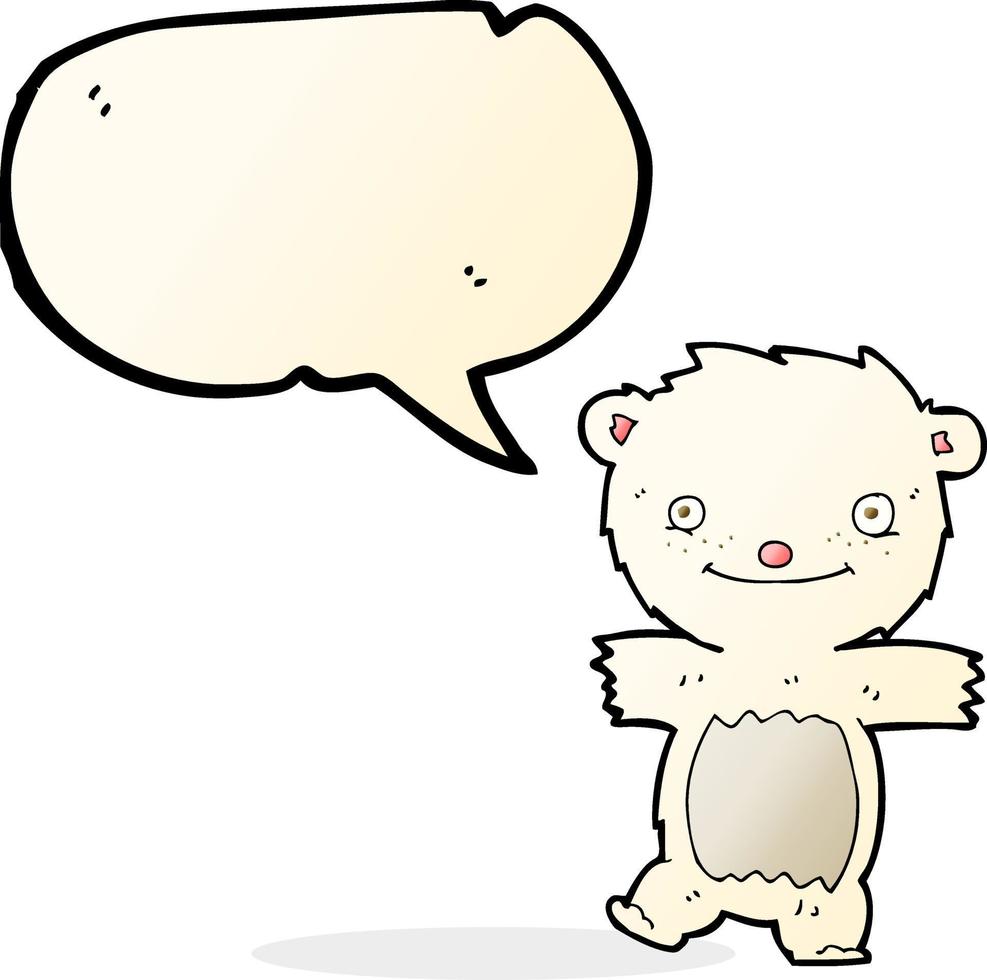 cartoon polar bear cub with speech bubble vector