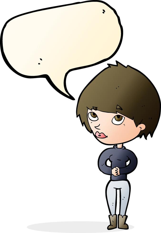 cartoon woman considering with speech bubble vector