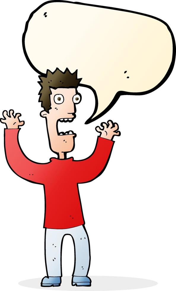 cartoon terrified man with speech bubble vector
