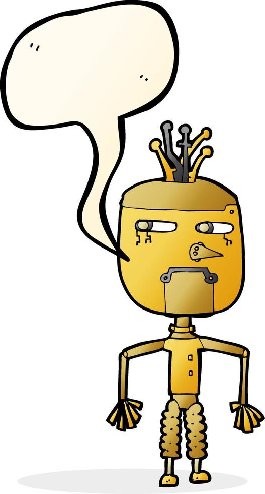 cartoon robot with speech bubble vector