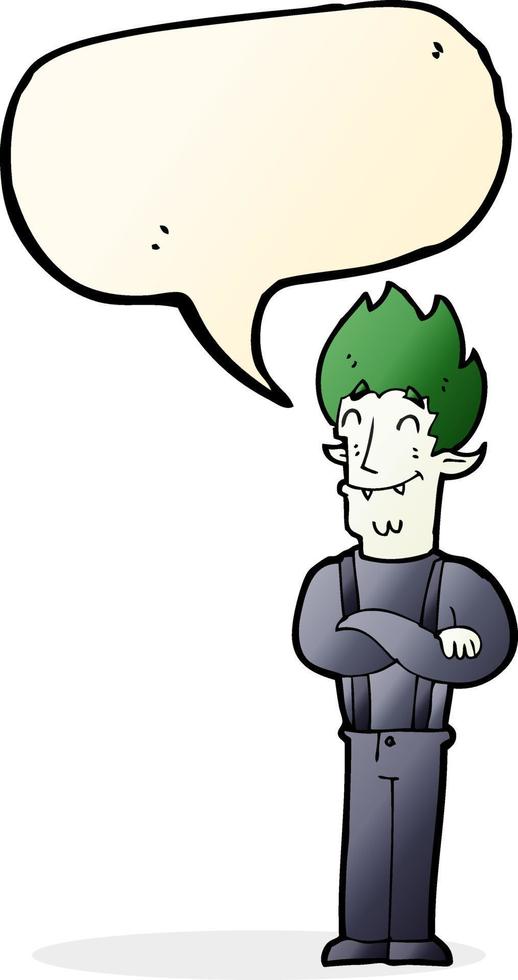 cartoon happy vampire man with speech bubble vector