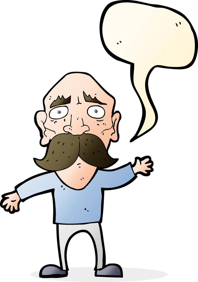 cartoon worried old man with speech bubble vector