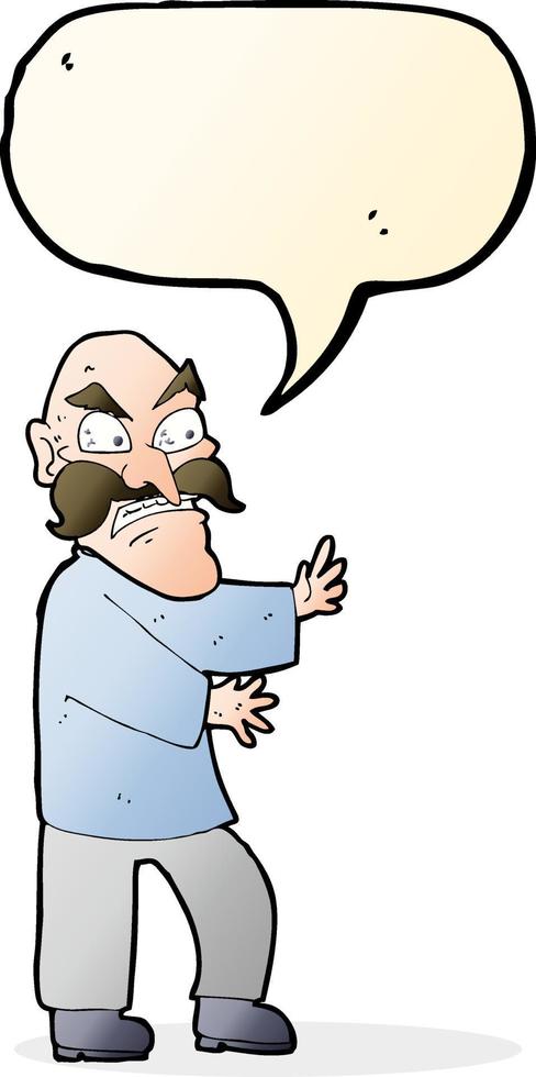 cartoon angry old man with speech bubble vector