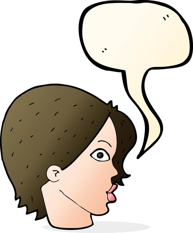 cartoon staring woman with speech bubble vector
