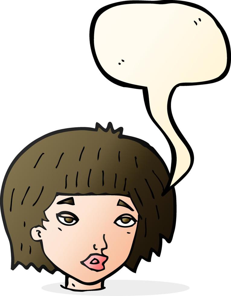 cartoon bored looking woman with speech bubble vector