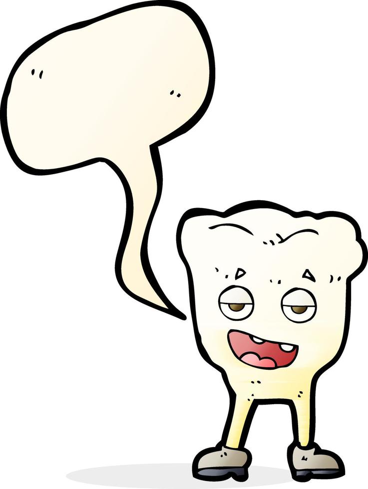 cartoon tooth looking smug with speech bubble vector