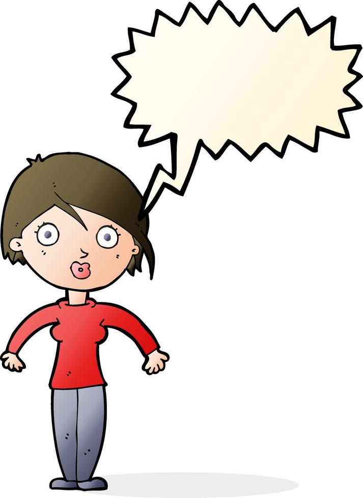 cartoon surprised woman with speech bubble vector