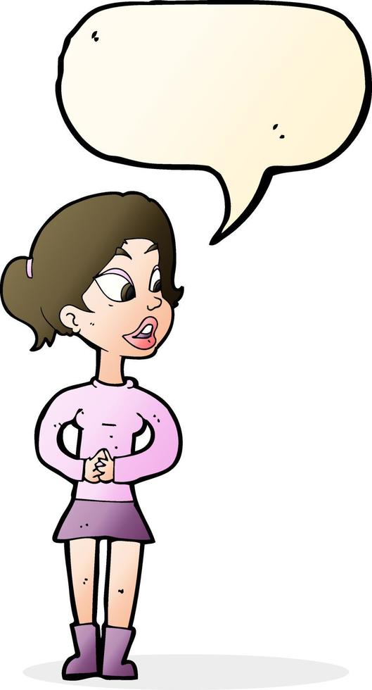 cartoon girl talking with speech bubble vector