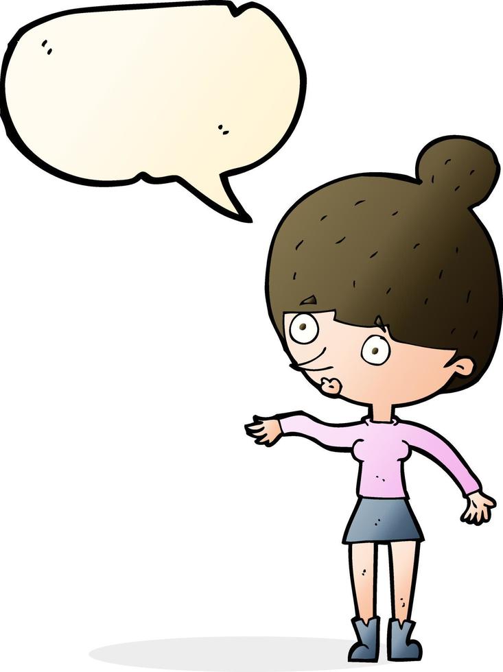 cartoon surprised woman with speech bubble vector