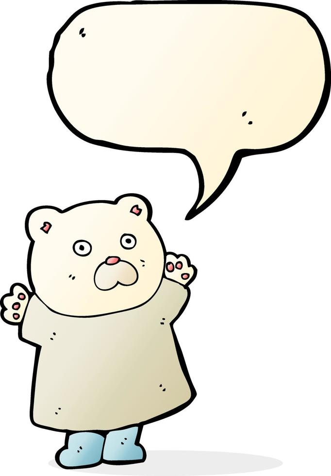 funny cartoon polar bear with speech bubble vector