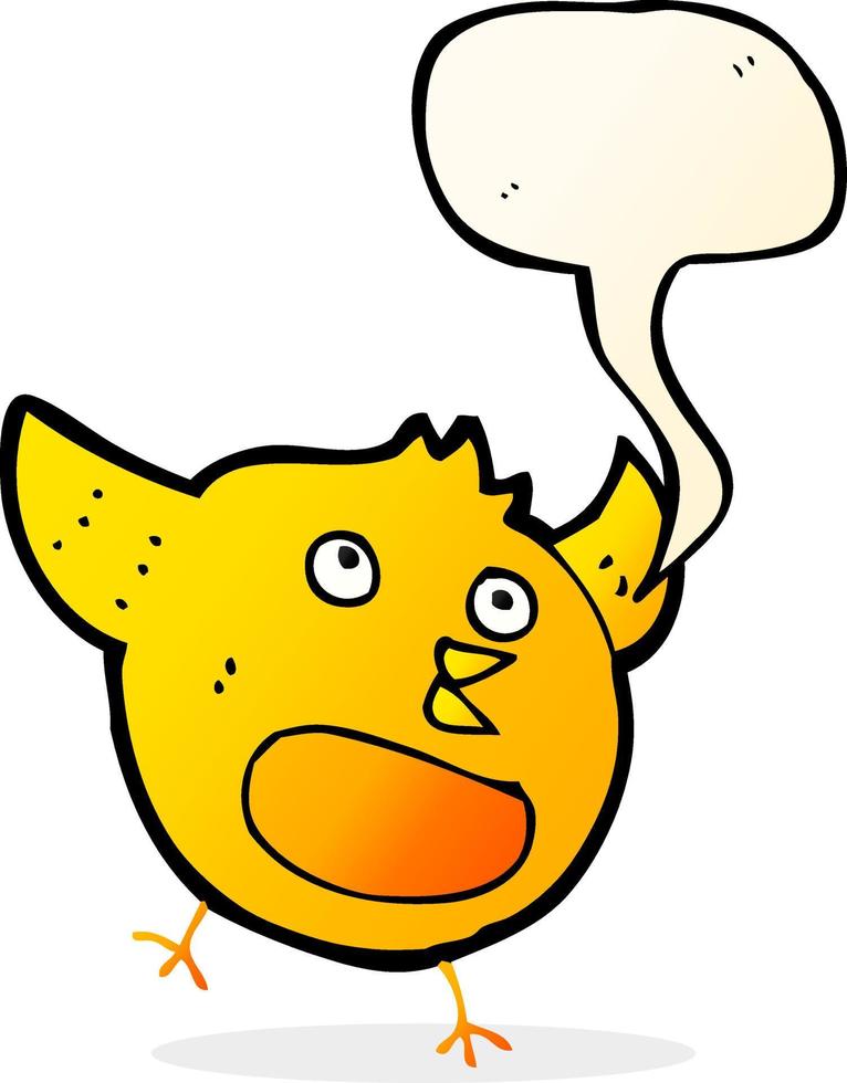 cartoon happy bird with speech bubble vector