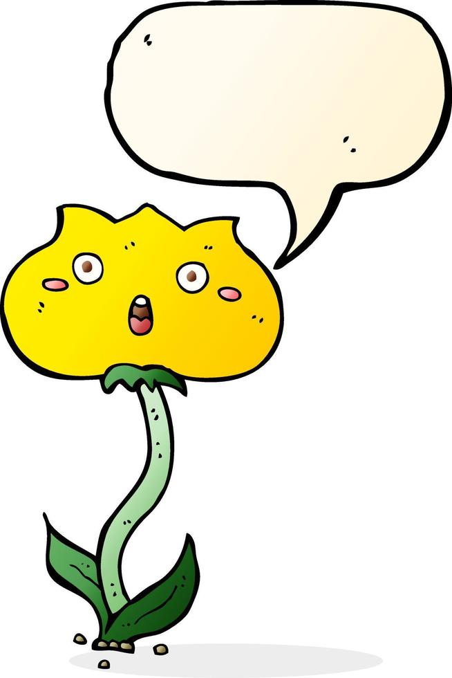 cartoon shocked flower with speech bubble vector