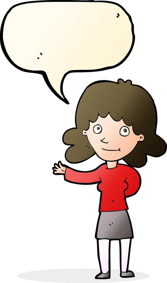 cartoon friendly woman with speech bubble vector