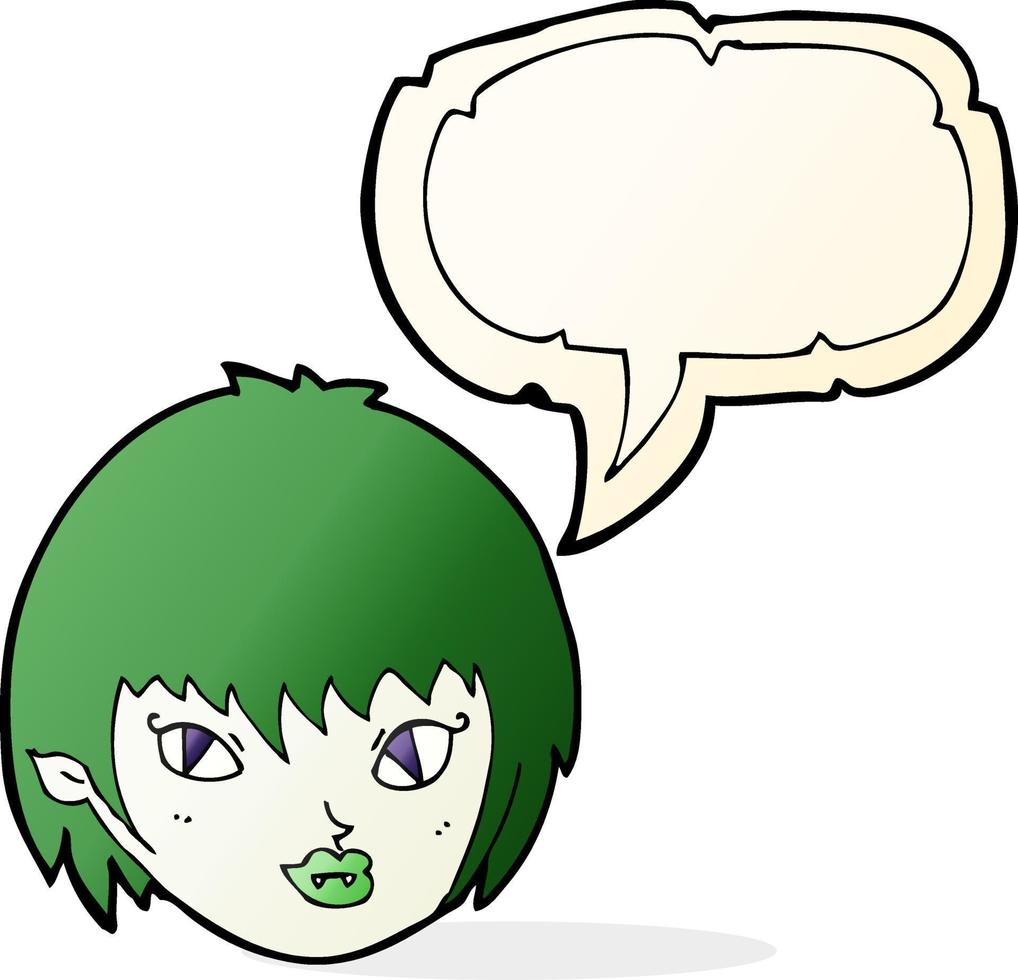 cartoon vampire girl face with speech bubble vector