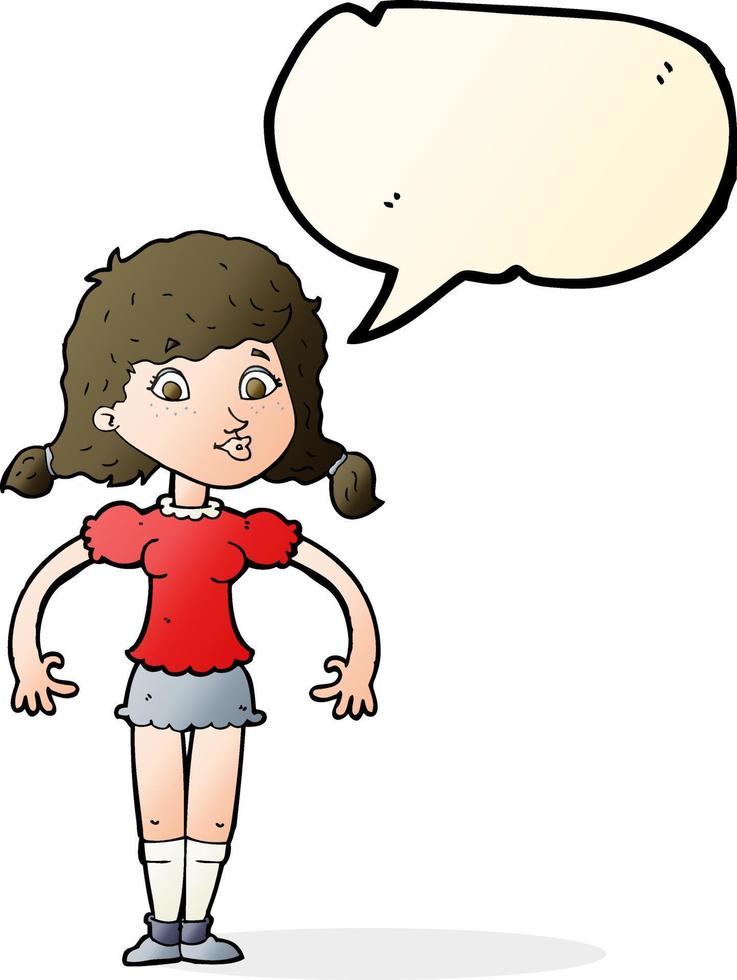 cartoon pretty girl with speech bubble vector