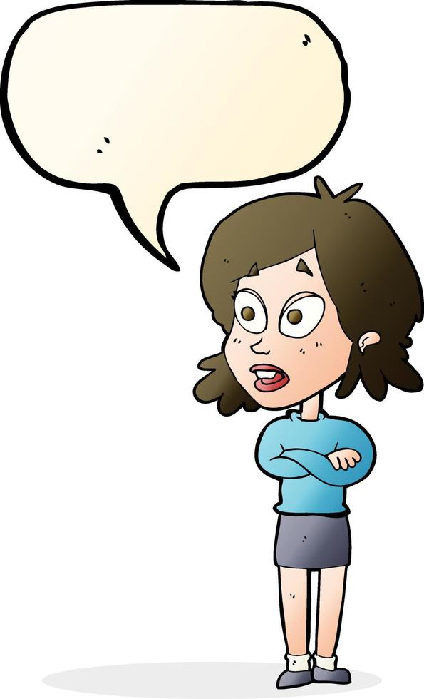 cartoon surprised woman with speech bubble vector