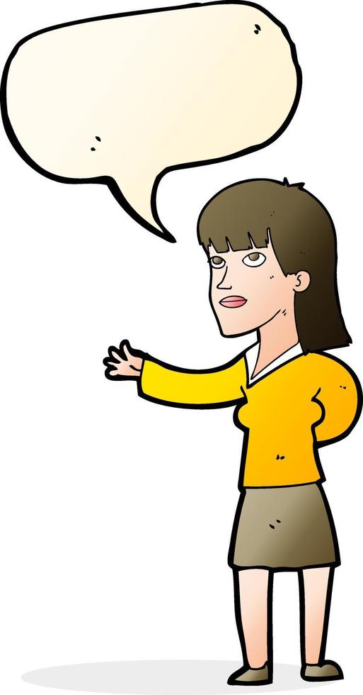 cartoon woman explaining with speech bubble vector
